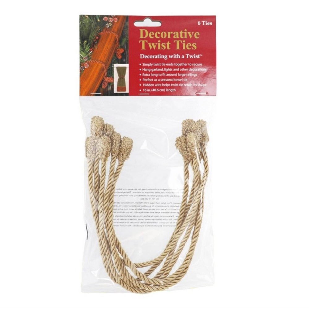 Haute Décor 6pk 16" Decorative Twist
Tie Gold